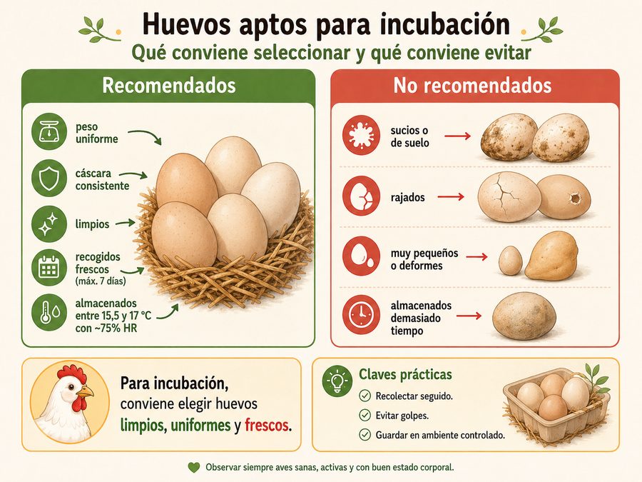 Huevos aptos para incubación
